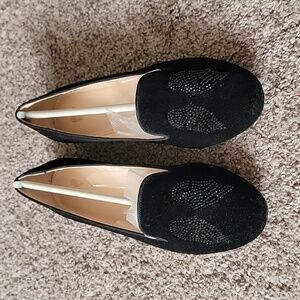 Victorias Secret Rhinestone Angel Wing Loafers Black Sz 7.5